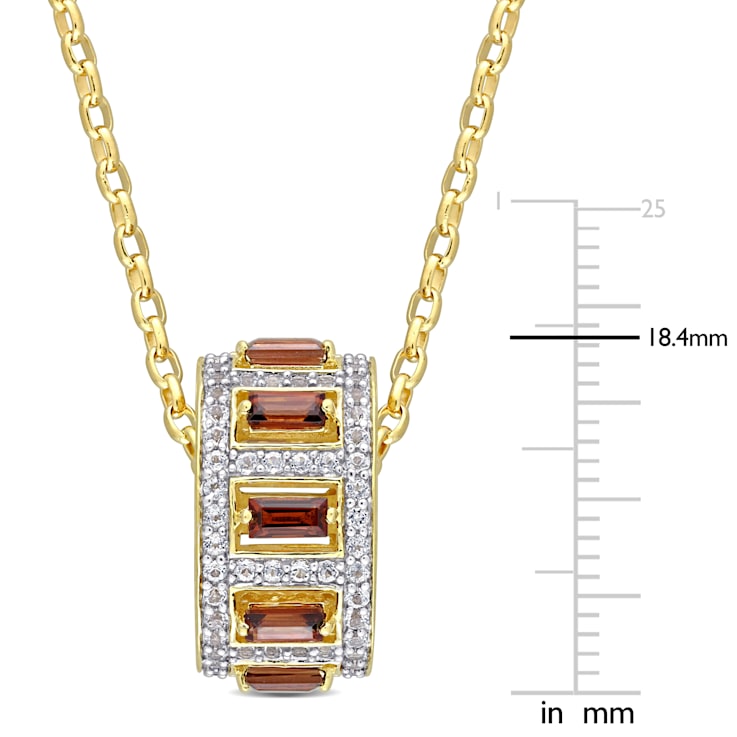 2 1/2 CT TGW Garnet and White Topaz Pendant with Chain in Yellow Plated
Sterling Silver