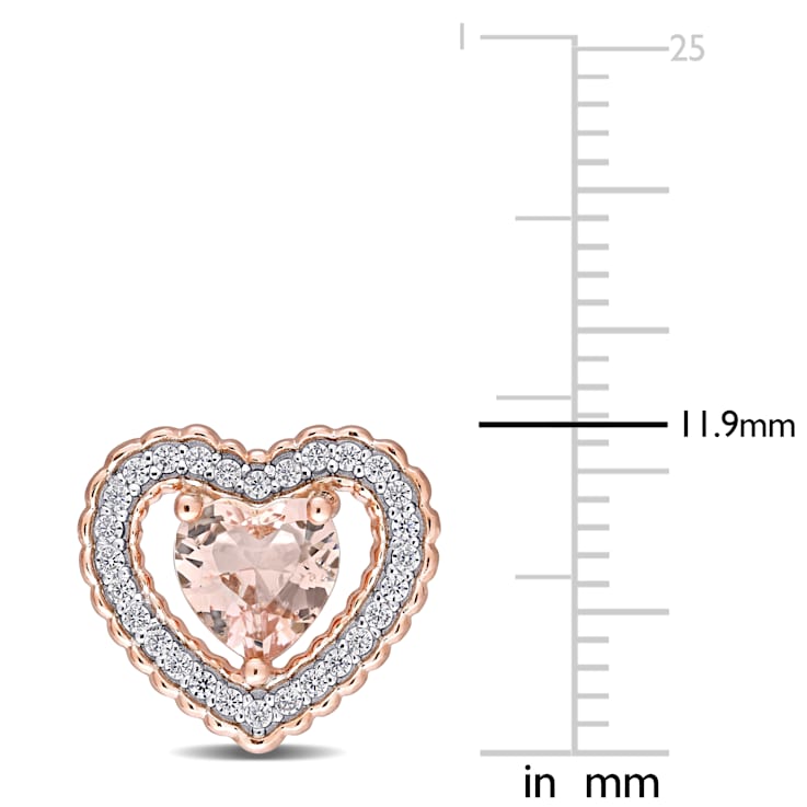 1.75CTW Morganite Simulant and Cubic Zirconia Heart Earrings in 18K Rose
Gold Over Sterling Silver