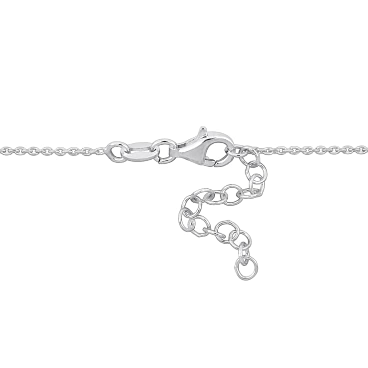 Double Heart Charm Chain Bracelet in 2-Tone White and Rose Plated
Sterling Silver