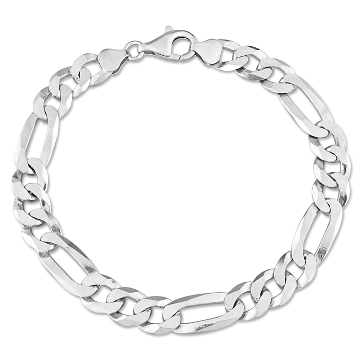 8.9mm Flat Figaro Chain Bracelet in Sterling Silver, 9 in