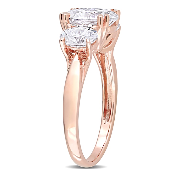 3 CT DEW Created Moissanite 3-Stone Engagement Ring in 10K Rose Gold