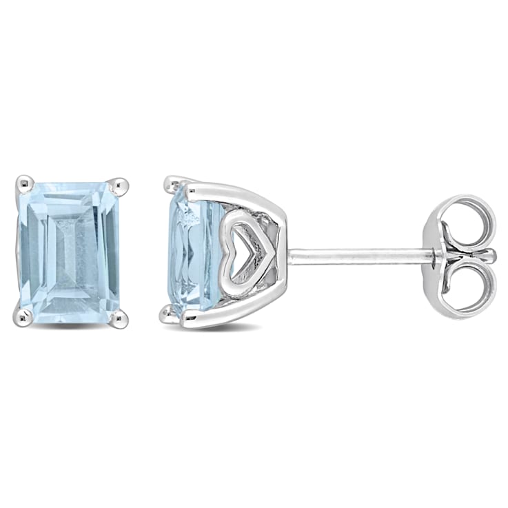 2 1/2 CT TGW Octagon Sky Blue Topaz Stud Earrings in Sterling Silver