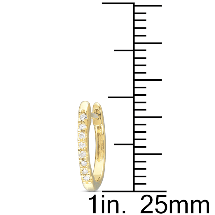 1/10 CT TW Diamond Hoop Earrings in 10k Yellow Gold