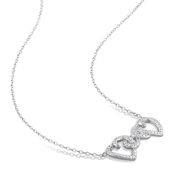Diamond Accent Double Heart Infinity Pendant with Chain in Sterling Silver