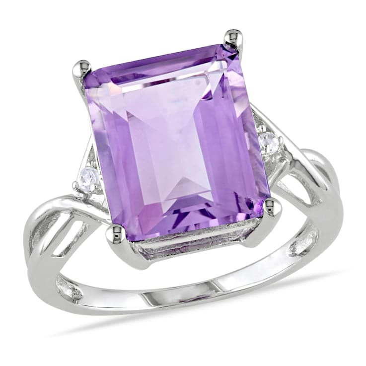 5 7/8 CT TGW Amethyst and White Topaz Ring in Sterling Silver