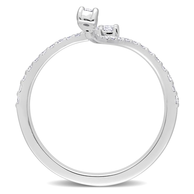 1/4 CT TW Diamond Semi-Eternity Open Twist Ring in 14K White Gold