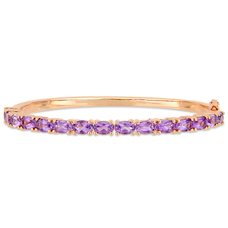 6ctw Oval-Cut Amethyst Bangle in 18K Rose Gold Over Sterling Silver
