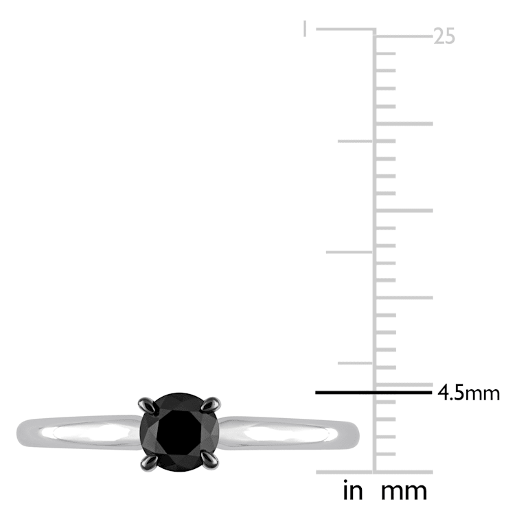 1/2 ct Black Diamond Solitaire Engagement Ring in 10K White Gold