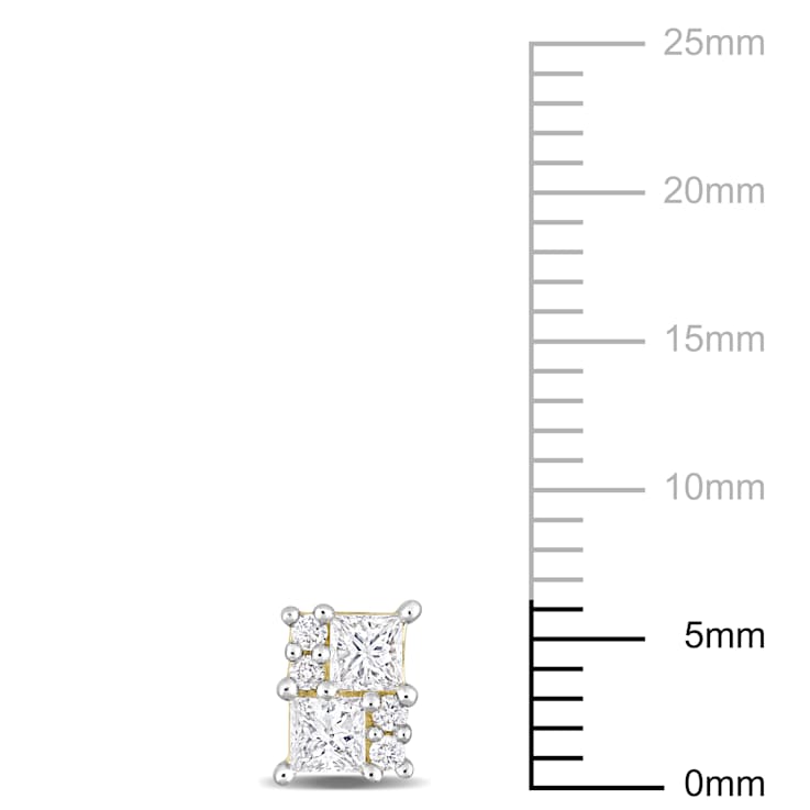 1/2 CT TDW Princess & Round Diamond Cluster Stud Earrings in 14k
Yellow Gold