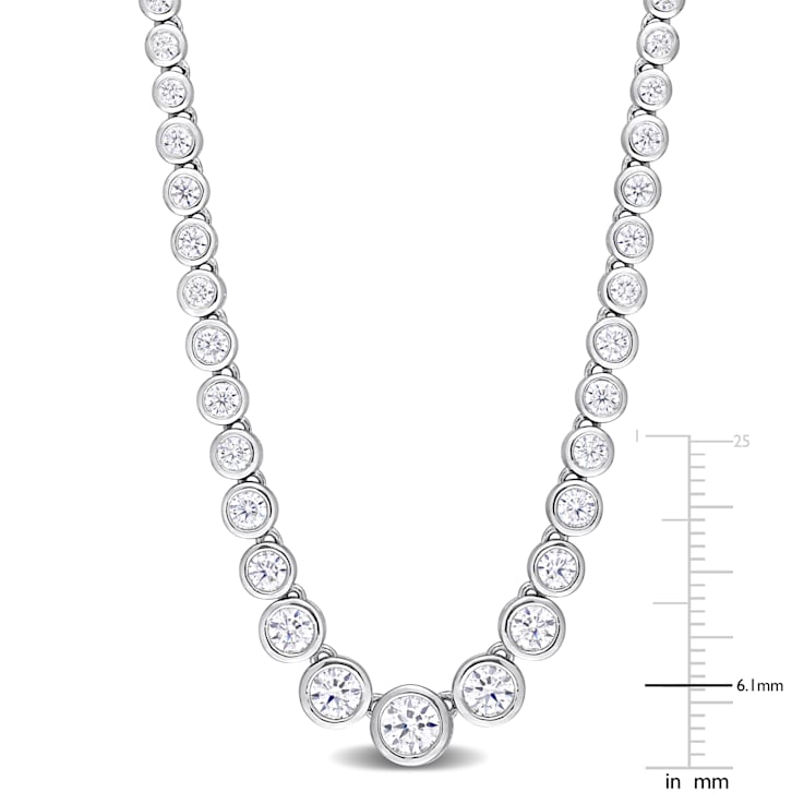 2 3/4 CT TGW Created Moissanite Graduated Necklace in Sterling Silver