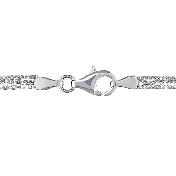 3 1/2 CT TGW Created White Sapphire Heart Pendant with Triple-Strand
Chain in Sterling Silver