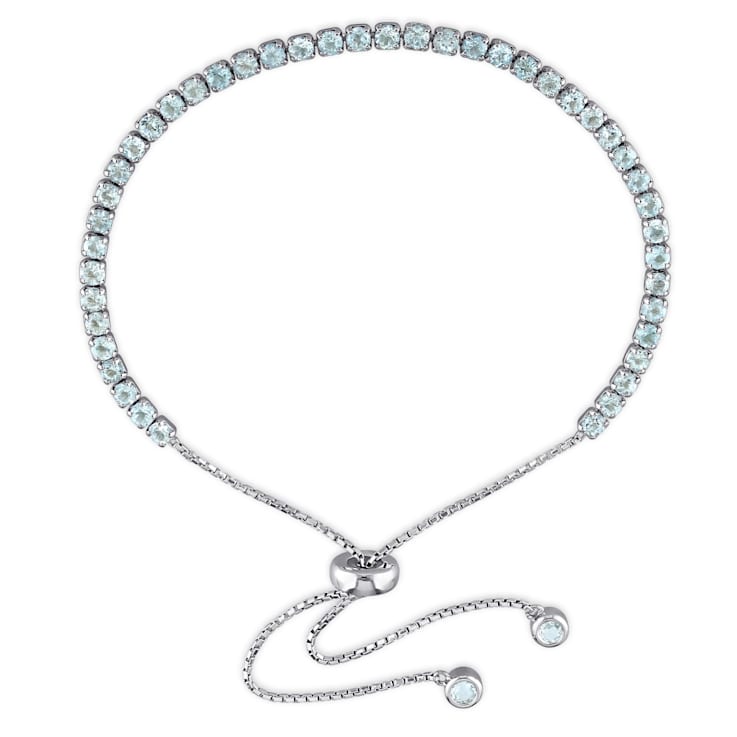3 3/4 CT TGW Sky Blue Topaz Tassel Bolo Bracelet in Sterling Silver