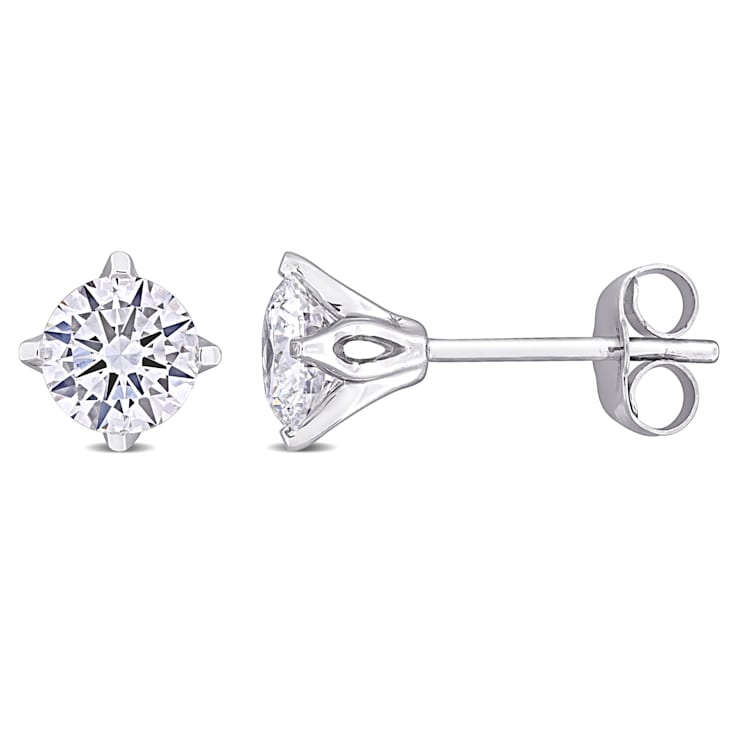 1 CT TW Lab-Grown Diamond Solitaire Stud Earrings in 14K White Gold
