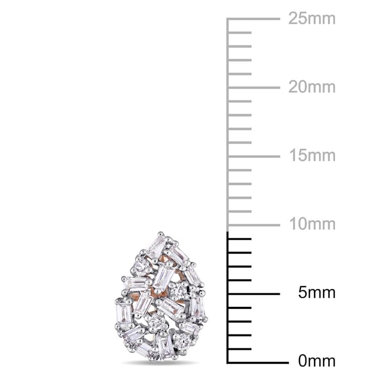1/4 CT TW Baguette Diamond Cluster Pear Shaped Earring in 14k Rose Gold