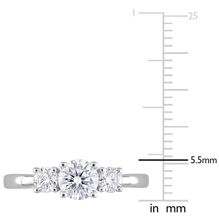 1 CT DEW Created Moissanite 3-Stone Engagement Ring in Sterling Silver