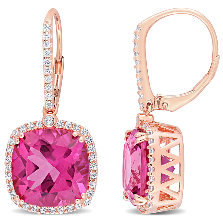 Pink topaz discount drop earrings