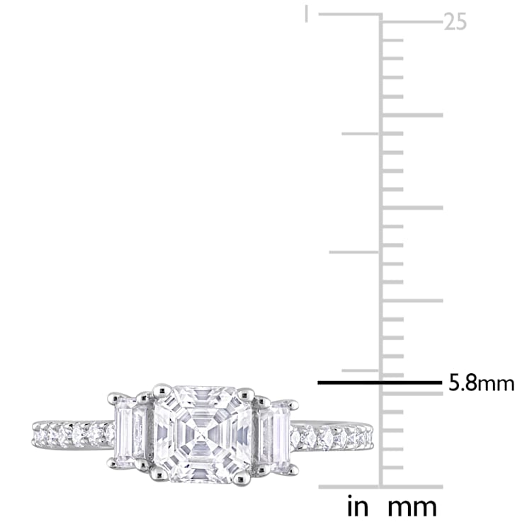 1 1/4 CT DEW Created Moissanite 3-Stone Ring in Sterling Silver