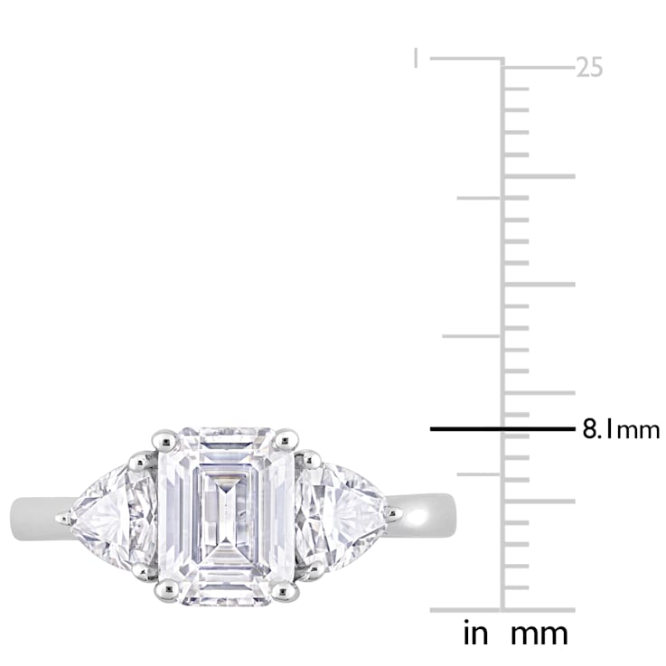 2 3/4 CT TGW Created Moissanite 3-Stone Ring in Sterling Silver