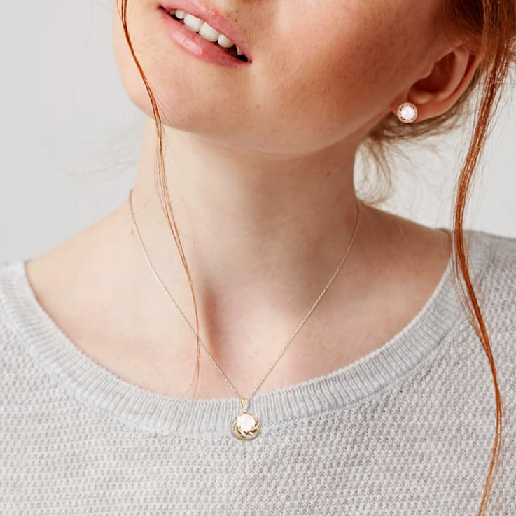 4 1/6 CT TGW Opal and Diamond Accent Earrings and Pendant in Yellow
Plated Sterling Silver