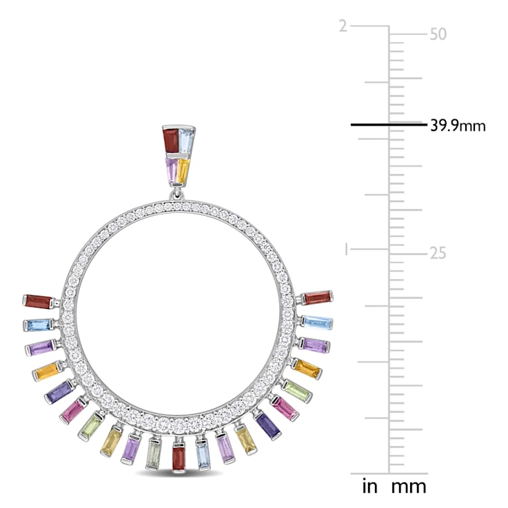 7 3/5 CT TGW Multi-Gemstone and 1 1/5 CT TW Diamond Dangle Earrings in
14K White Gold