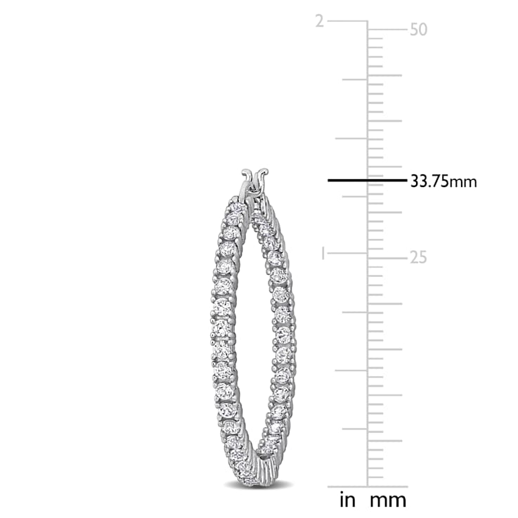 3 CT TGW Created White Sapphire Hoop Earrings in Sterling