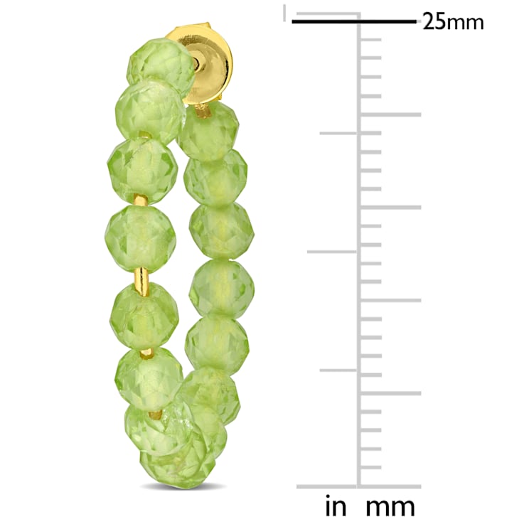 5 CT TGW Peridot Beaded Hoop Earrings in Yellow Plated Sterling Silver