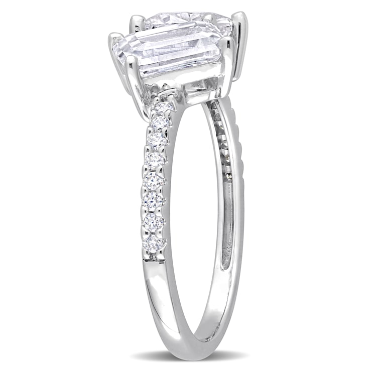 2 1/8 CT TGW Created Moissanite 2-Stone Ring in Sterling Silver