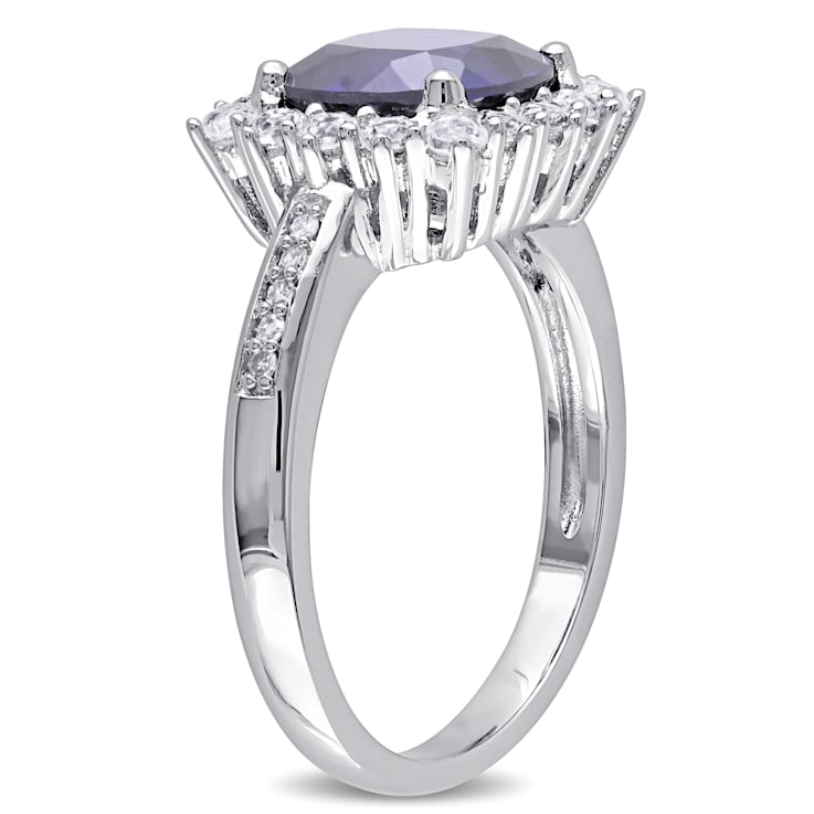 3 3/4 CT TGW Created Blue & White Sapphire with Diamond Accent Ring
in Sterling Silver
