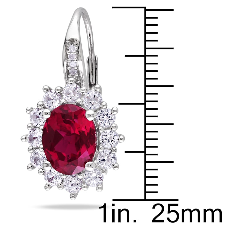 8.06 CT TGW Created Ruby Created White Sapphire and Diamond Accent
Earrings Sterling Silver