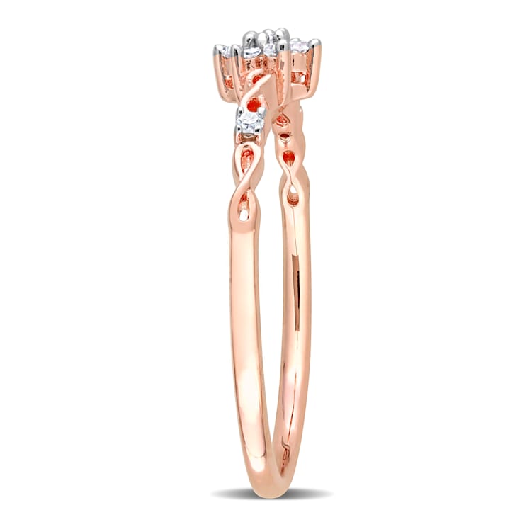 1/10ctw Diamond Floral Promise Ring in 18K Rose Gold Over Sterling Silver