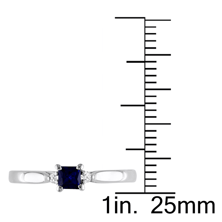 1/3 CT TGW Created Blue Sapphire and Diamond Accent Ring in Sterling Silver