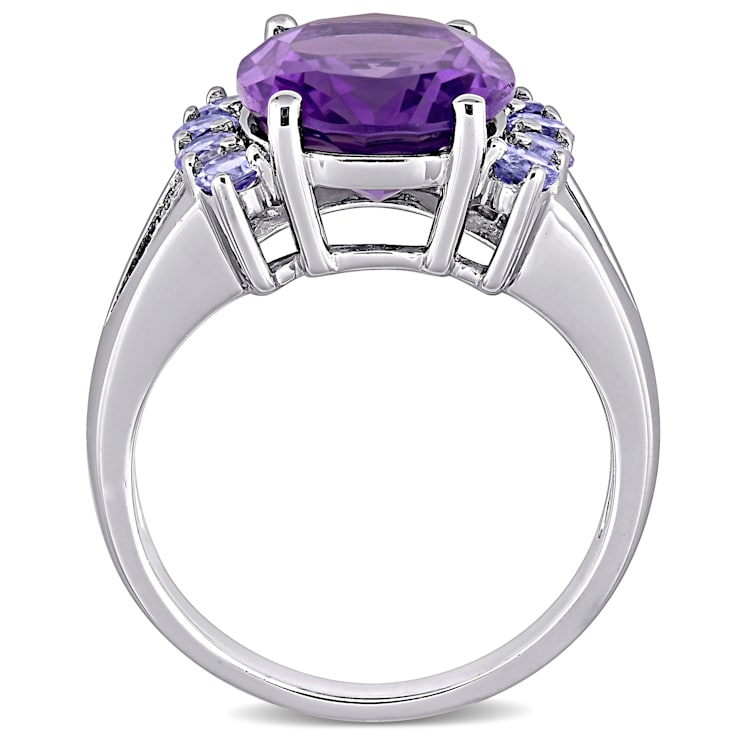 4 3/5 CT TGW Amethyst and Tanzanite Split Shank Ring in Sterling Silver