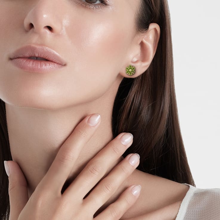 1 4/5 CT TGW Peridot and White Topaz Flower Stud Earrings in Yellow
Plated Sterling Silver