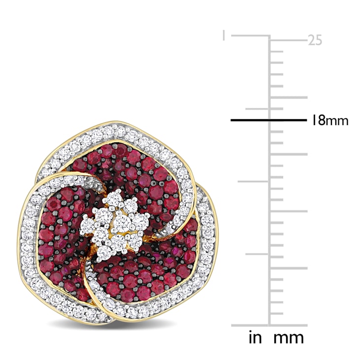 2 CT TGW Ruby and 4/5 CT TW Diamond Stud Earrings in 14K Yellow Gold