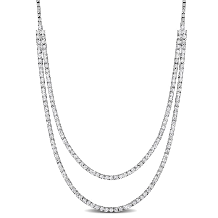 8 7/8ctw Lab-Grown Diamond Double Strand Necklace in 14K White Gold