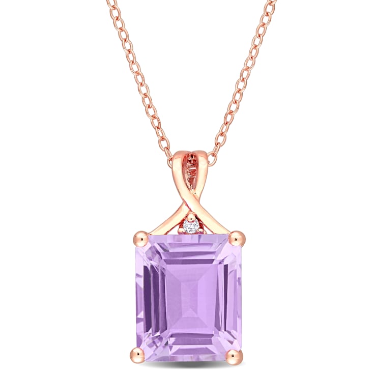 5/8 CT TGW Rose de France and White Topaz Pendant with Chain in Rose
Plated Sterling Silver