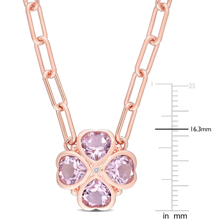 2 1/5 CTW Rose de France and Diamond Accent Floral Heart Paperclip Chain
Rose Plated Silver Necklace