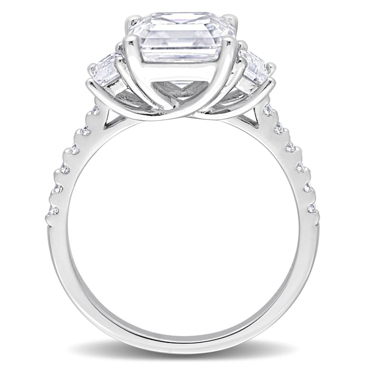 3 1/5 CT TGW Created Moissanite 3-Stone Ring in Sterling Silver