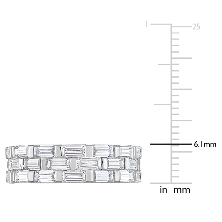 4 5/8 CT DEW Created Moissanite Triple Band Ring in Sterling Silver