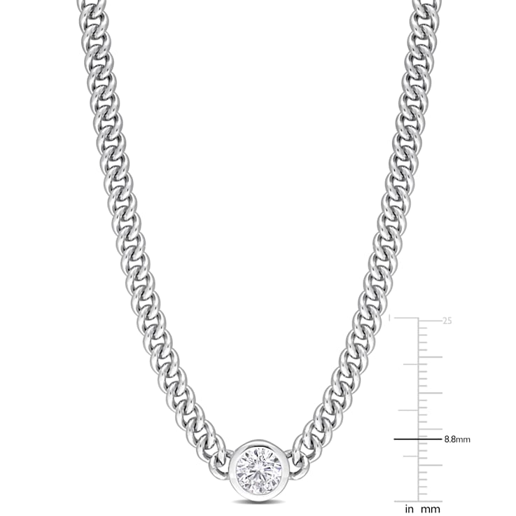 1 5/8 CT TGW Created White Sapphire Necklace in Sterling Silver