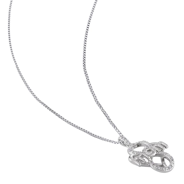 Diamond Infinity Heart "Mom" Pendant with Chain in Sterling Silver