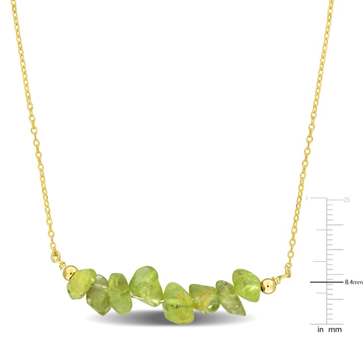 1 4/5 CT TGW Peridot Bead Necklace in Yellow Plated Sterling Silver