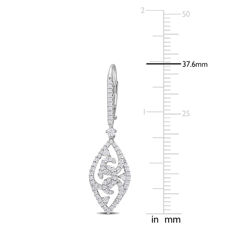4/5 CT DEW Created Moissanite Leverback Dangle Earrings in Sterling Silver