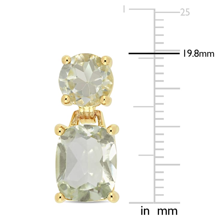 7 4/5 CT TGW Green Quartz Dangle Earrings in Yellow Gold Plated Sterling Silver