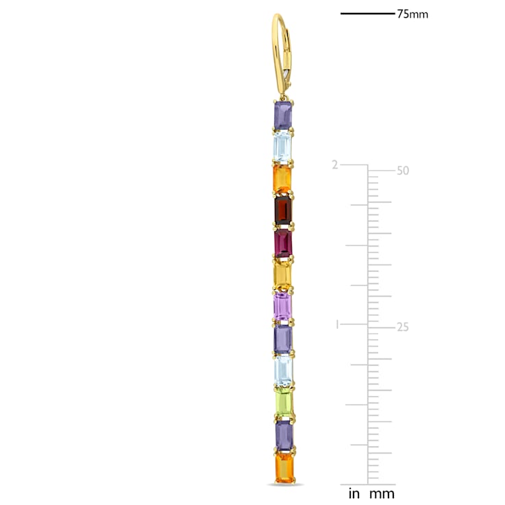 7 4/5 CT TGW Multi-Gemstone Drop Earrings in 14K Yellow Gold