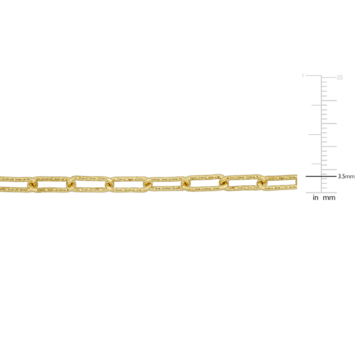 3.5MM Fancy Paperclip Chain Necklace in Yellow Plated Sterling Silver