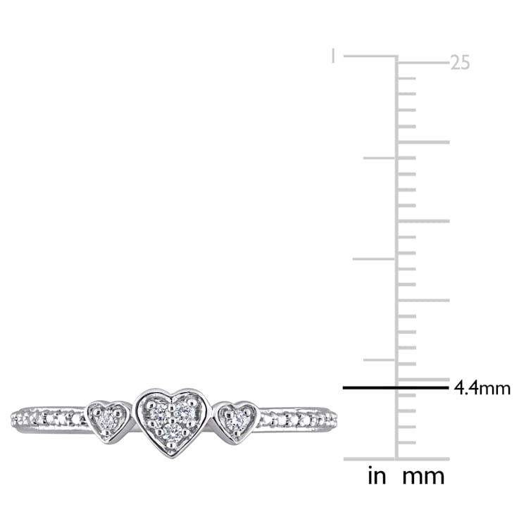 0.05 CT TW Diamond Accent 3-Heart Eternity Ring in Sterling Silver
