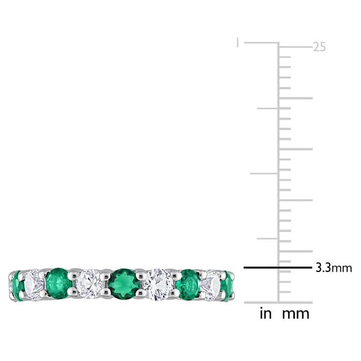 3 1/5 CTW Created Emerald and Created White Sapphire Eternity Band in
Sterling Silver