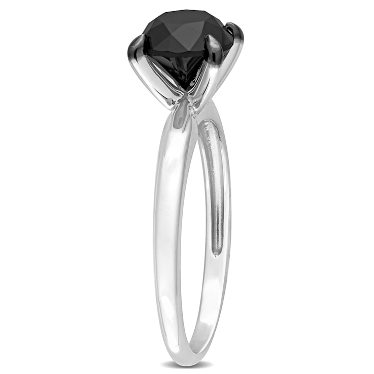 2 ct Black Diamond Solitaire Engagement Ring in 10K White Gold