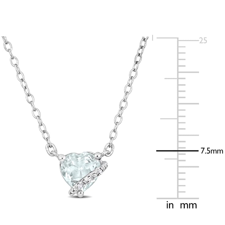 5/8 CT TGW Aquamarine and Diamond Accent Heart Swirl Pendant with Chain
in Sterling Silver